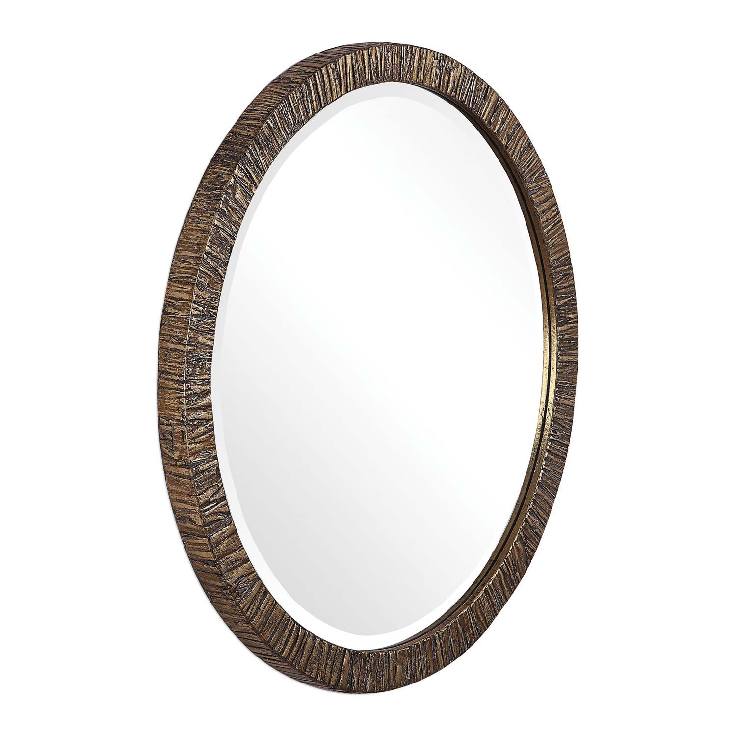 Uttermost Wayde Round Mirror - Gold Bark