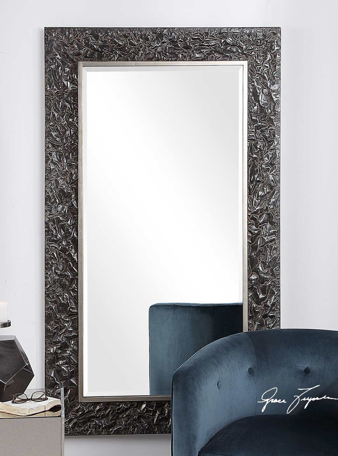 Uttermost Axel Large Mirror - Textured Steel