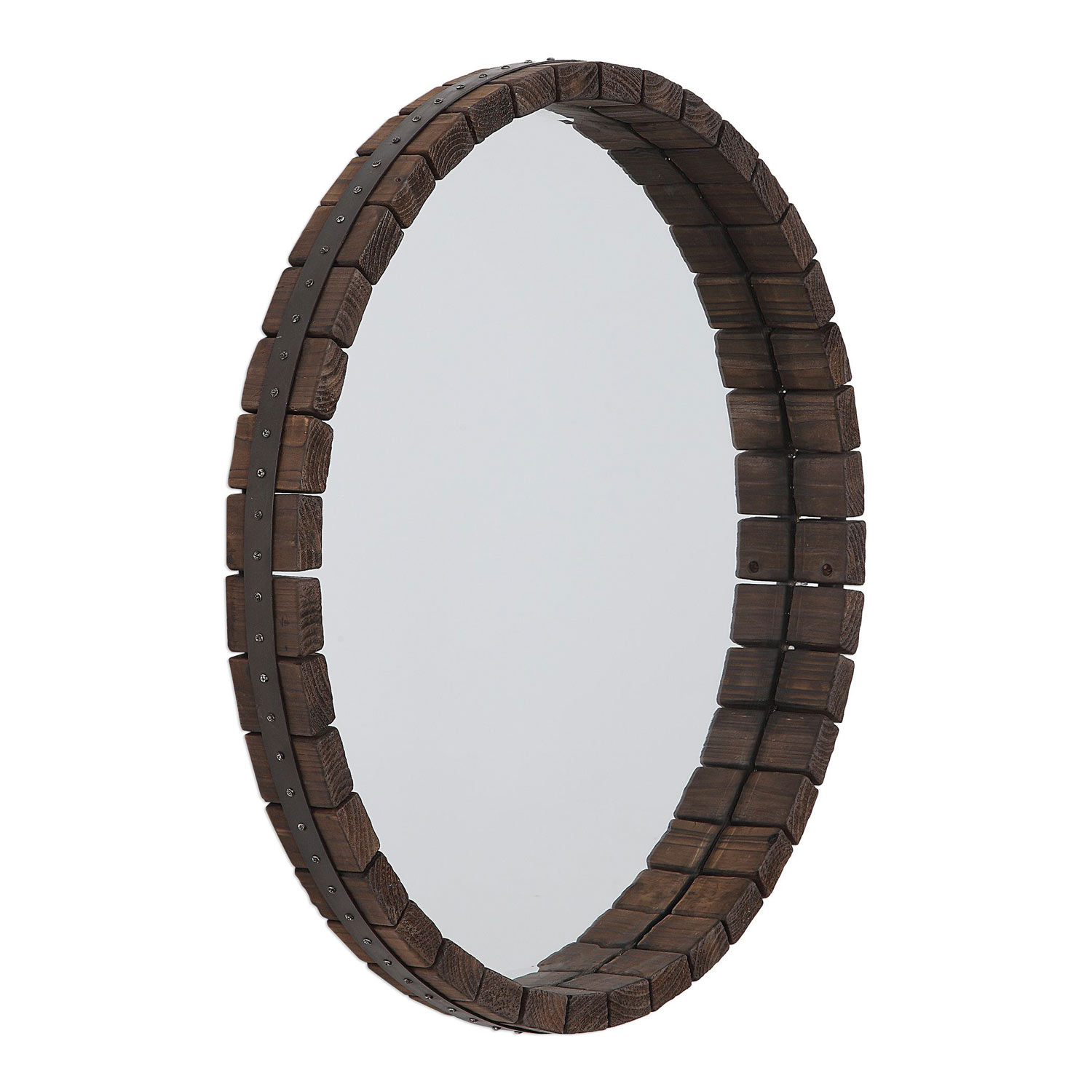 Uttermost Islay Round Mirror - Dark Oak