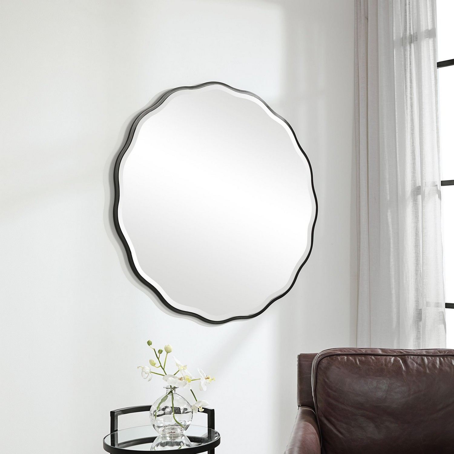 Uttermost Aneta Round Mirror - Black