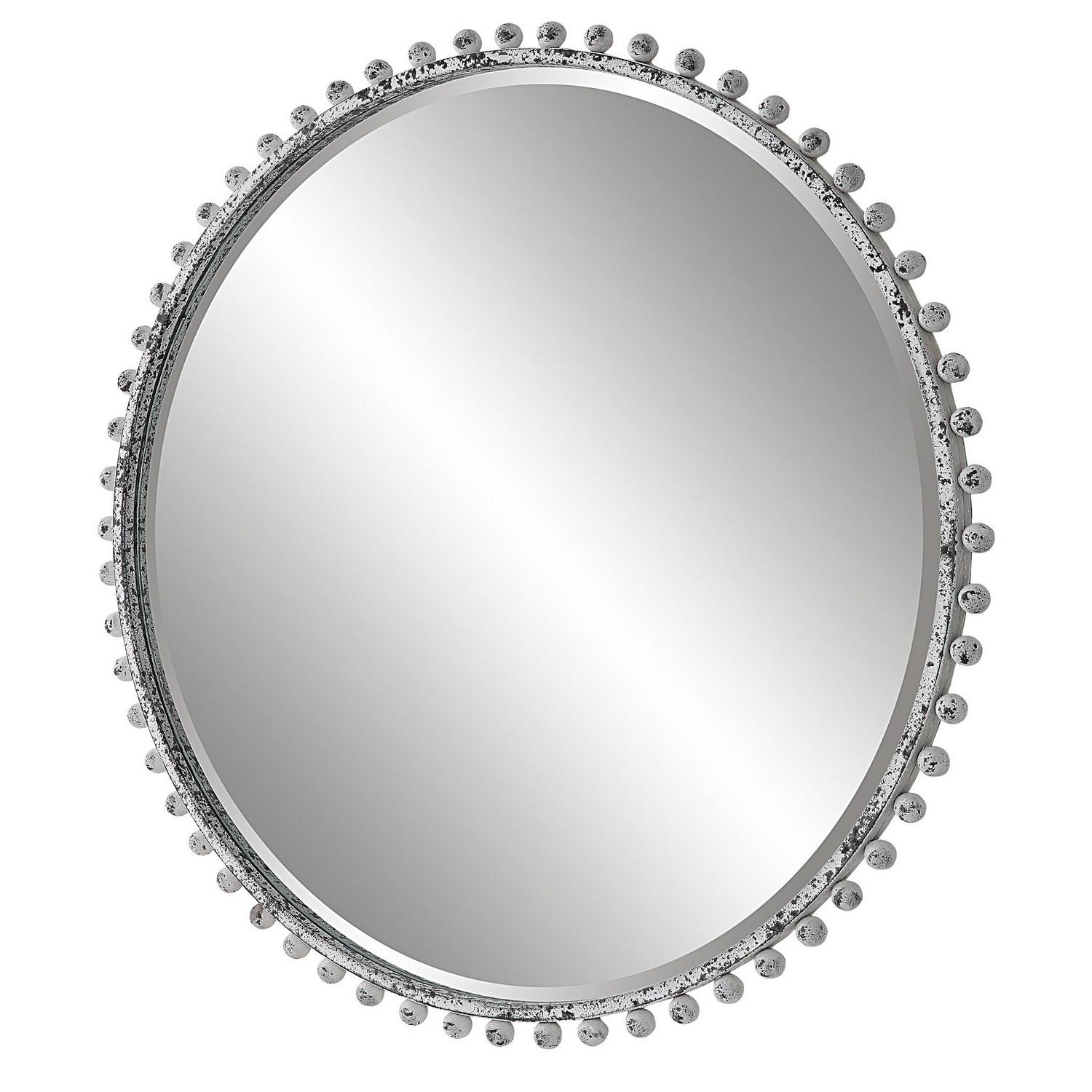 Uttermost Taza Round Mirror - Aged White