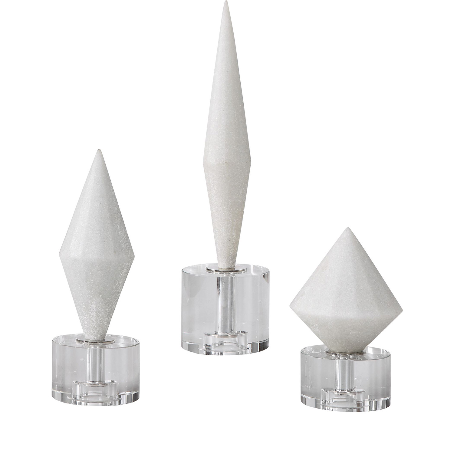 Uttermost Alize White Stone Sculptures - Set of 3