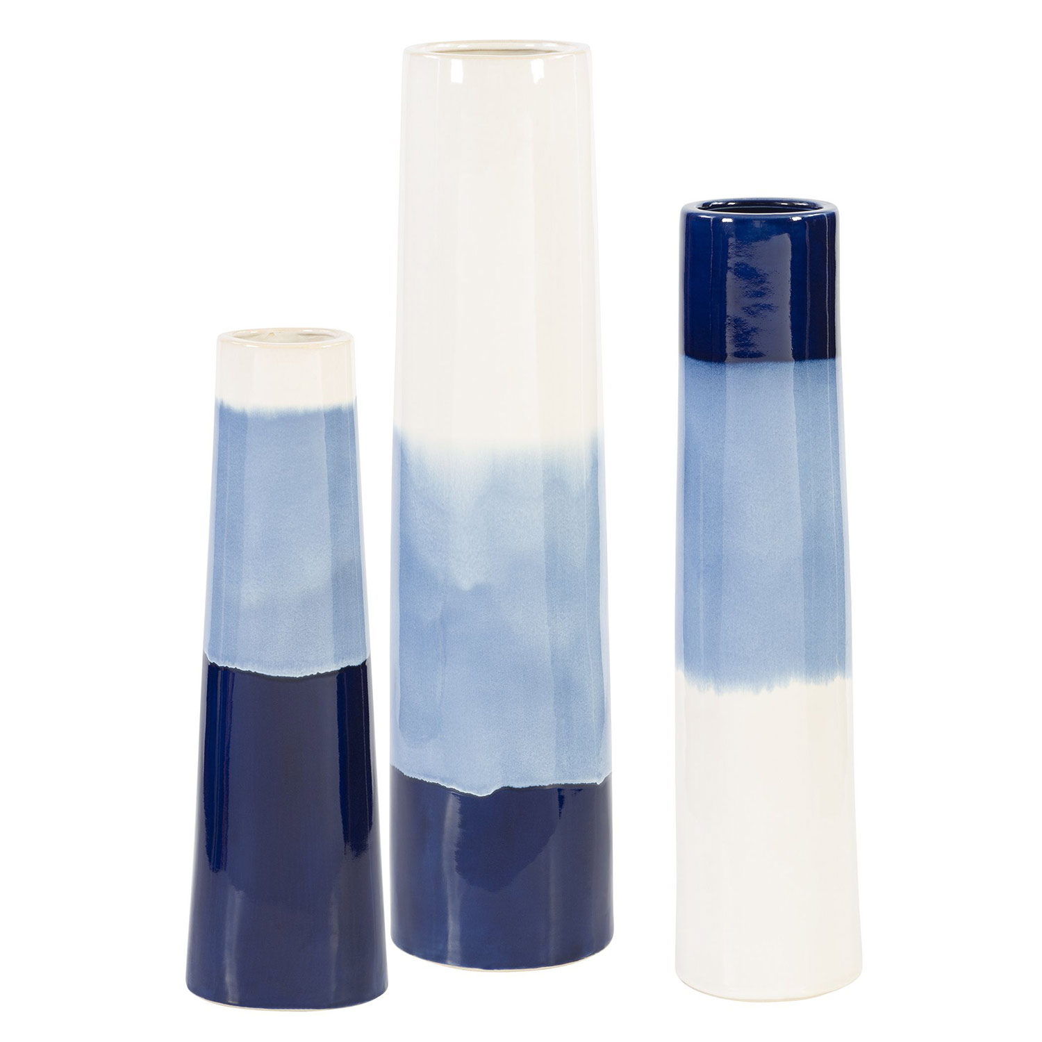 Uttermost Sconset Vases - Set of 3 - White/Blue