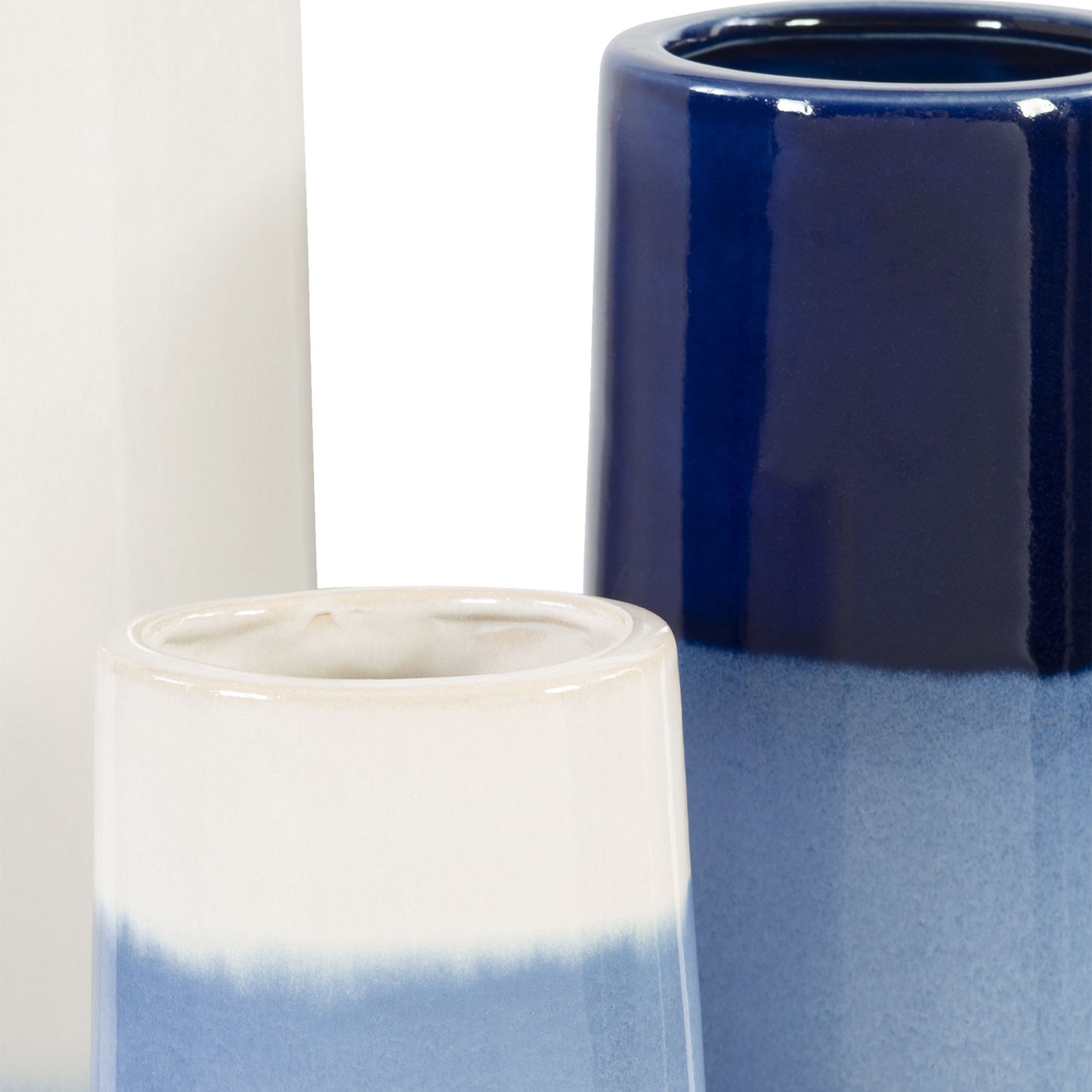 Uttermost Sconset Vases - Set of 3 - White/Blue