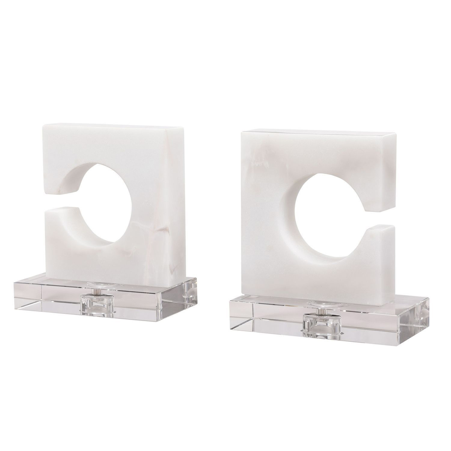 Uttermost Clarin Bookends - Set of 2 - White/Gray
