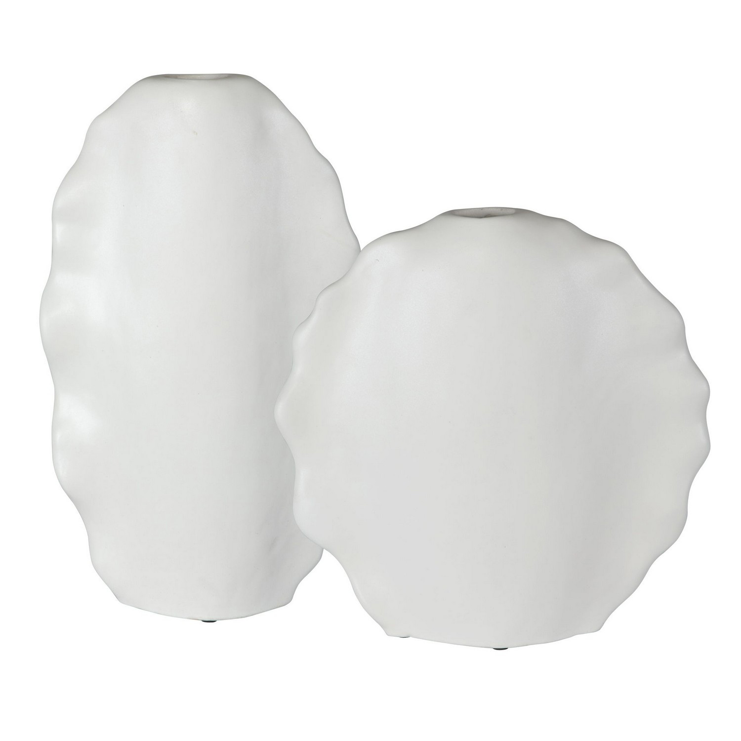 Uttermost Ruffled Feathers Modern Vases - Set of 2 - White