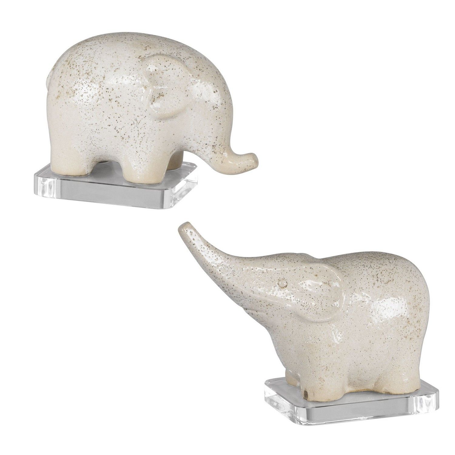 Uttermost Kyan Ceramic Elephant Sculptures - Set of 2