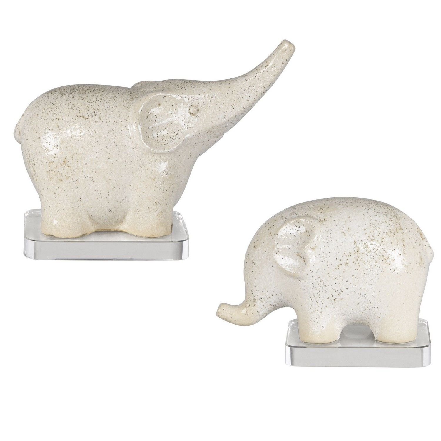 Uttermost Kyan Ceramic Elephant Sculptures - Set of 2