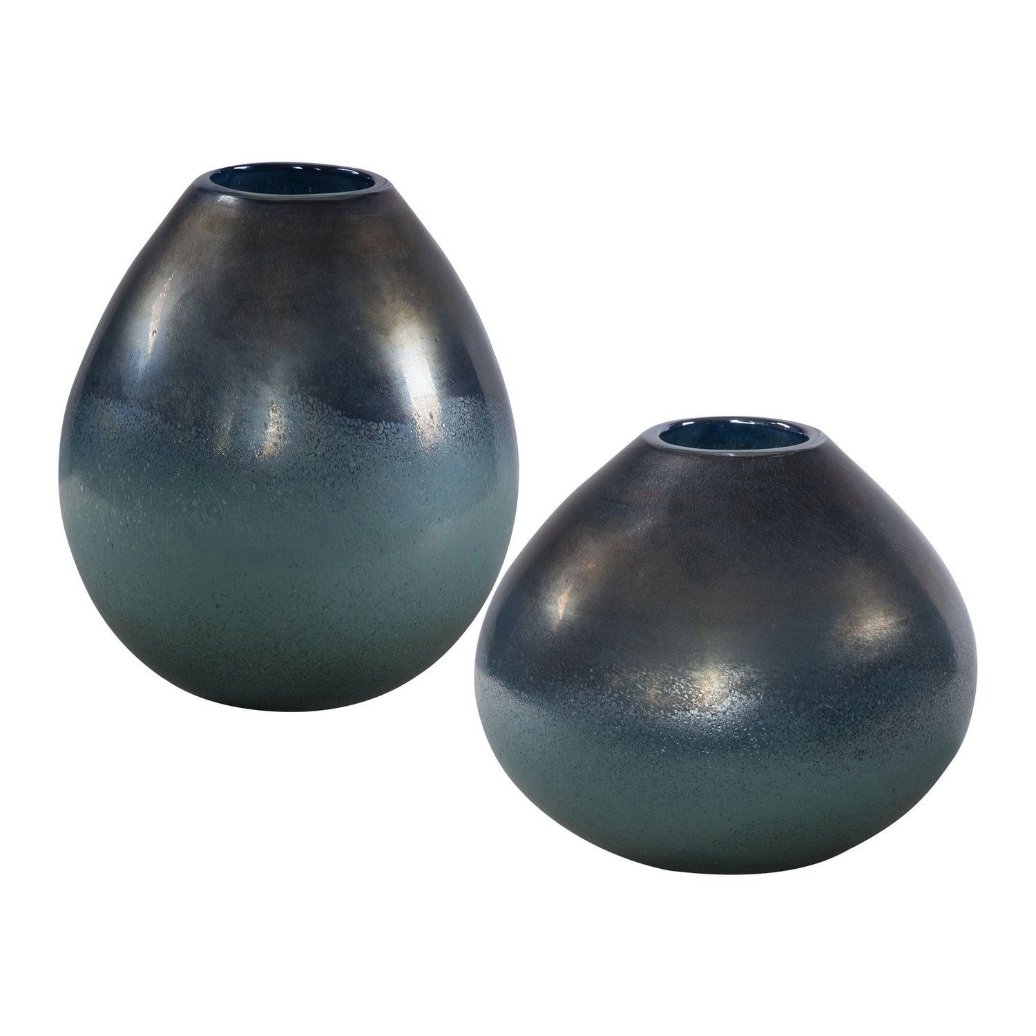 Uttermost Rian Vases - Set of 2 - Aqua Bronze