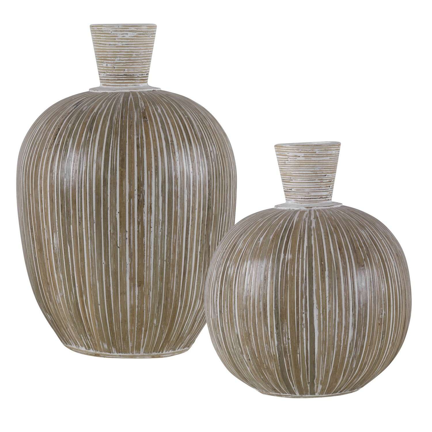 Uttermost Islander Vases - Set of 2 - White Washed