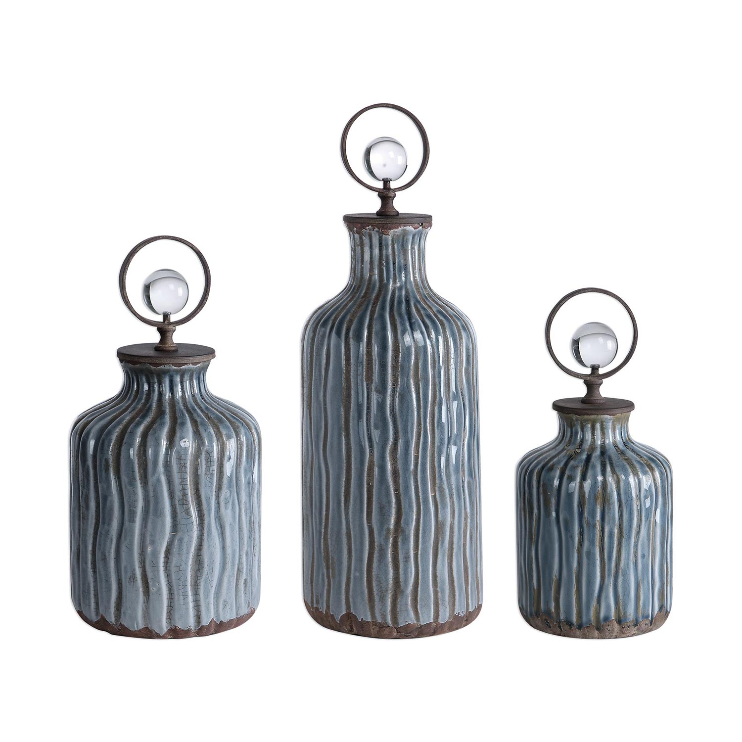 Uttermost Mathias Vessels - Set of 3 - Grey/Blue