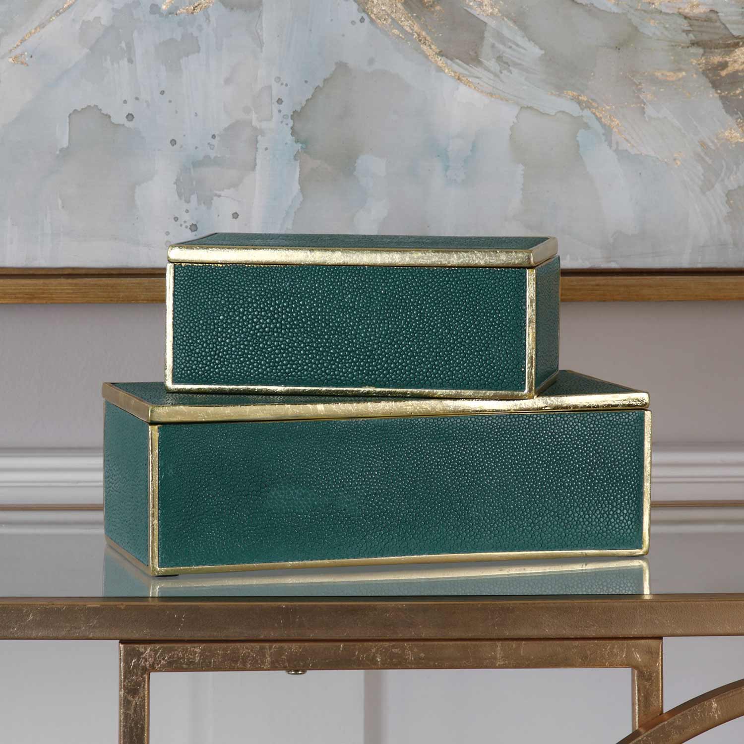 Uttermost Karis Emerald Green Boxes - Set of 2