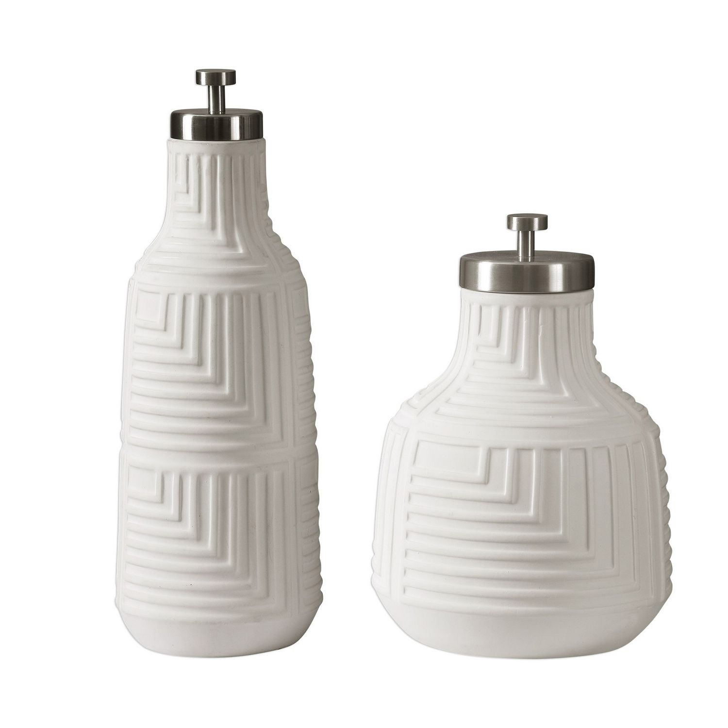 Uttermost Chandran Containers - Set of 2 - Matte White