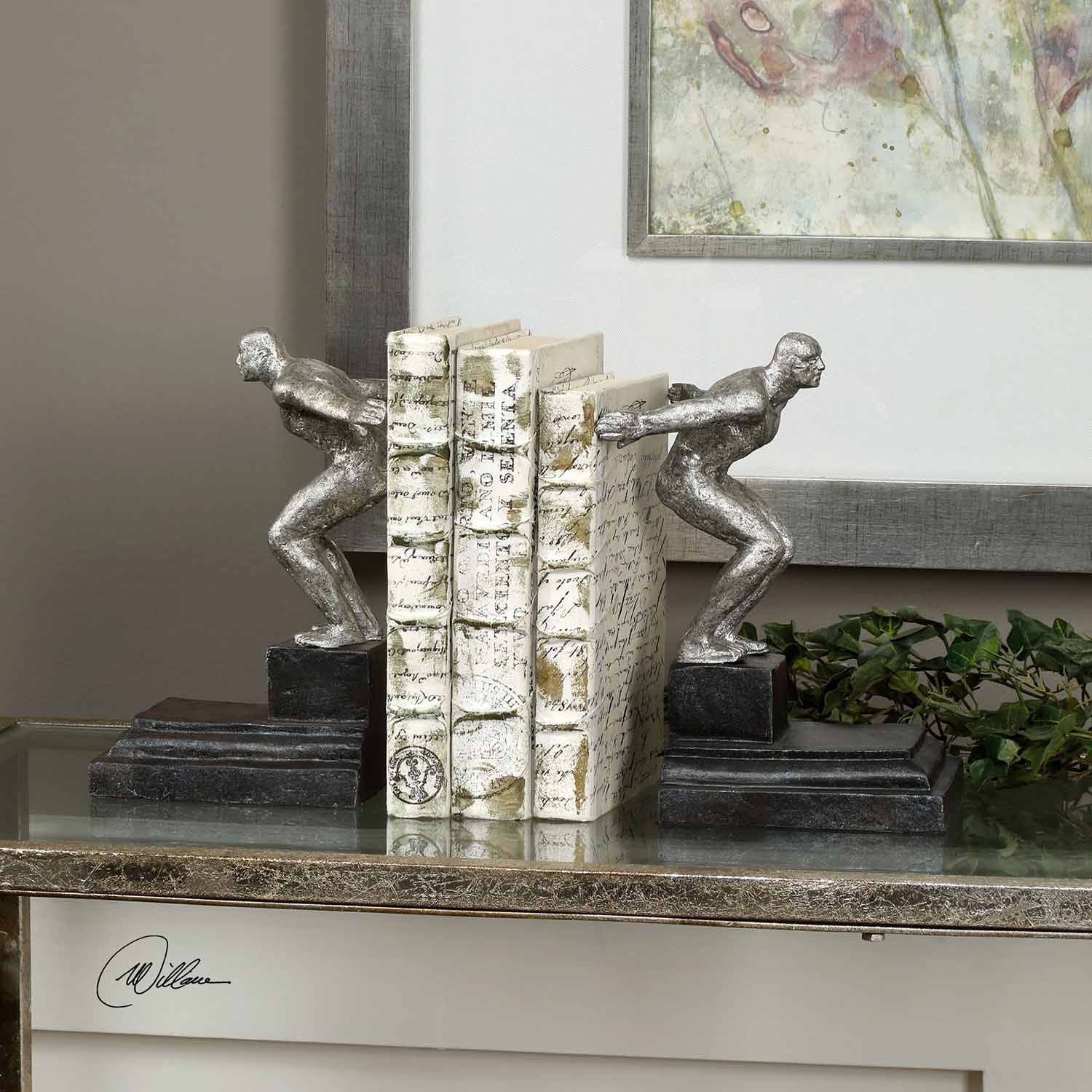 Uttermost Endurance Bookends - Silver - Set of 2