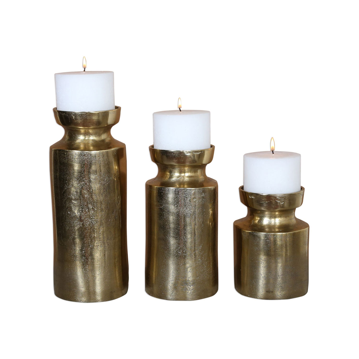 Uttermost Amina Candleholders - Set of 3 - Antique Brass