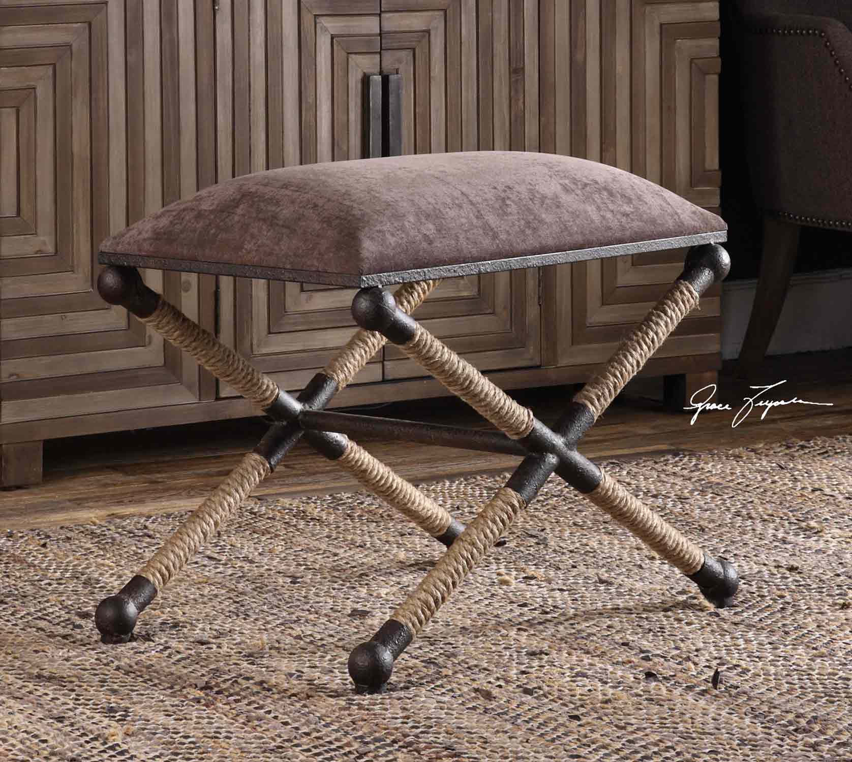 Uttermost Evert Accent Stool - Taupe/Brown