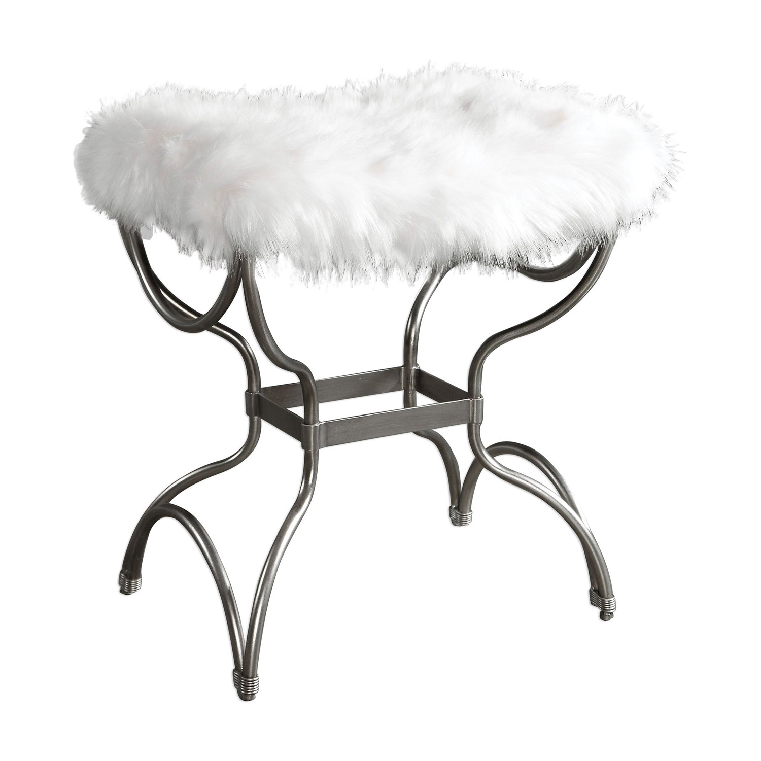 Uttermost Channon Small Bench - White Fur