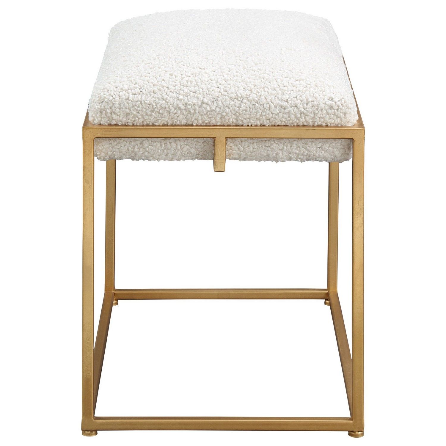 Uttermost Paradox Small Shearling Bench - Gold/White