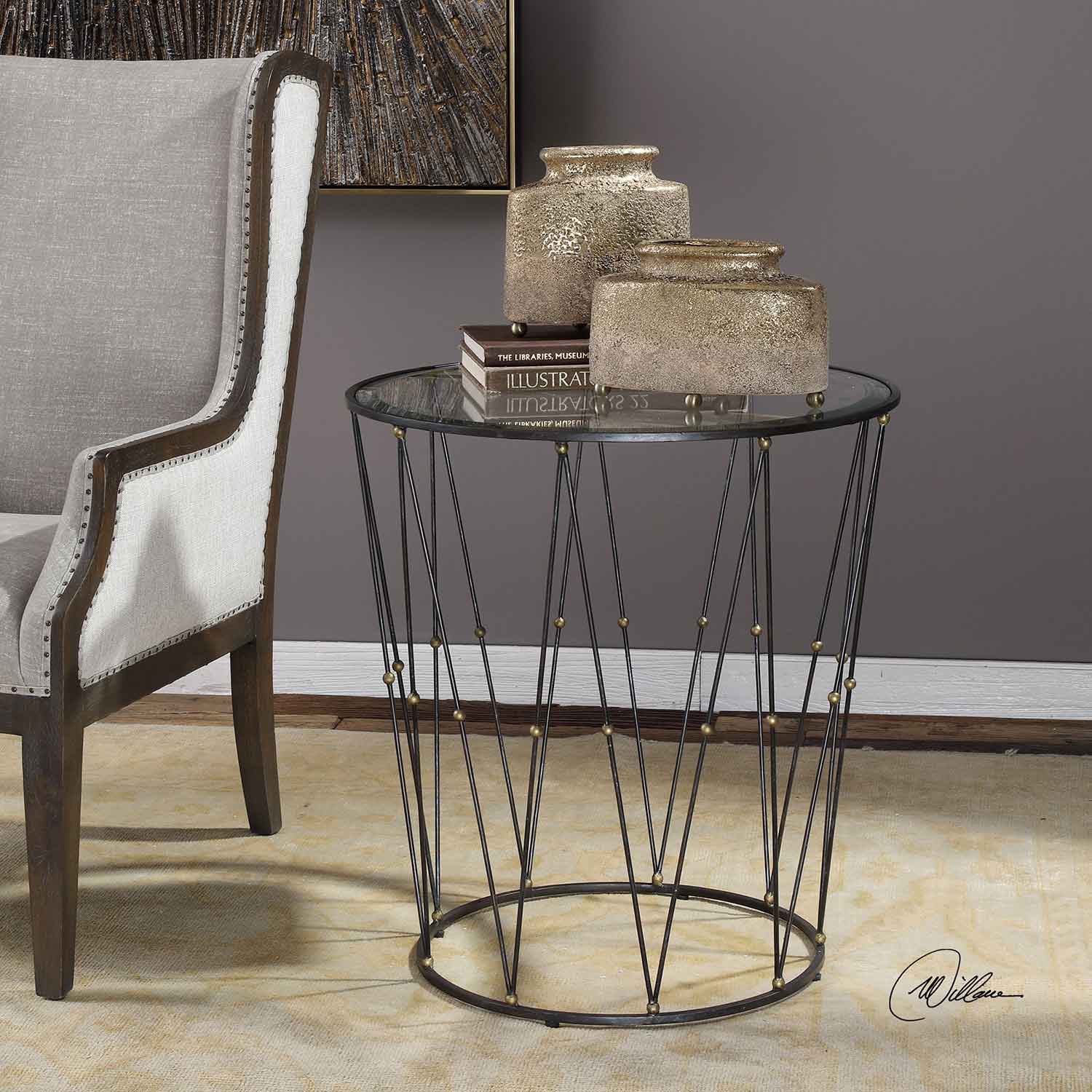 Uttermost Hewett Round Accent Table - Caged