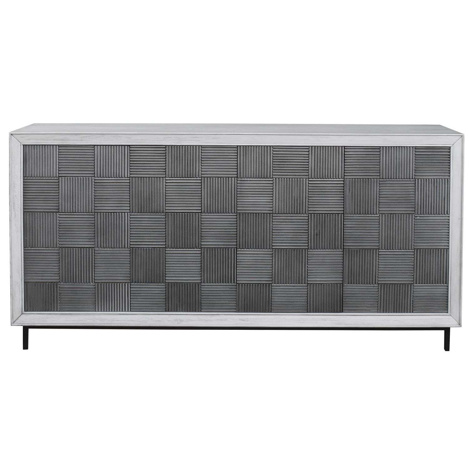 Uttermost Checkerboard 4 Door Cabinet - Gray