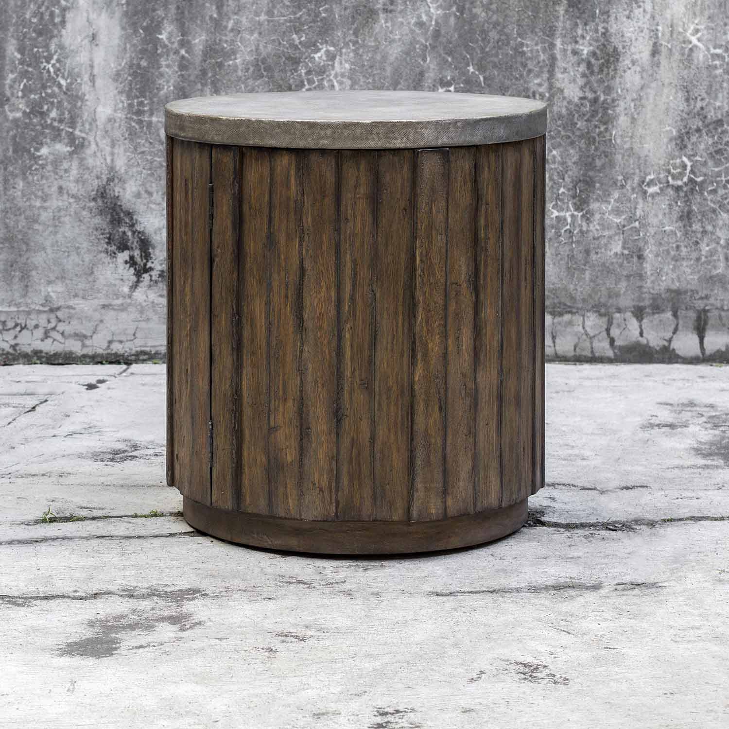 Uttermost Maxfield Wooden Drum Accent Table