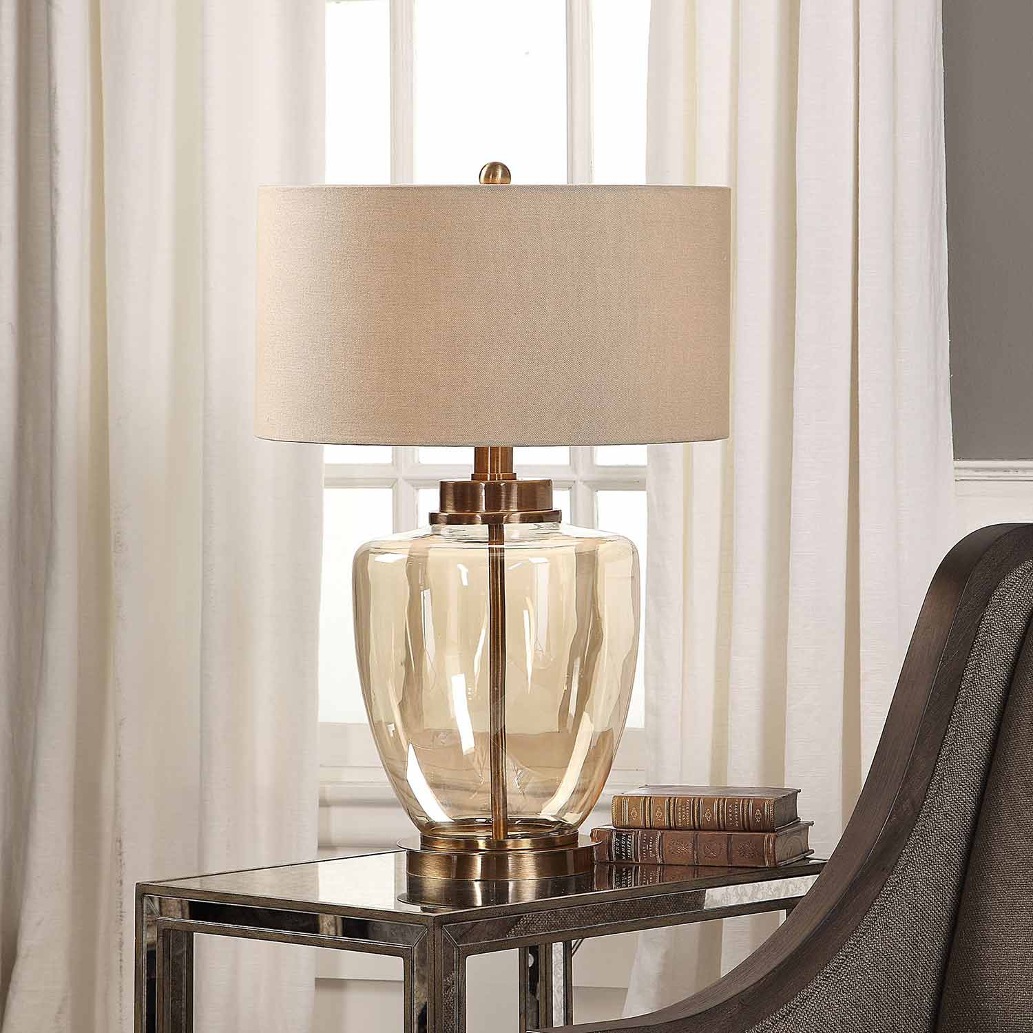 Uttermost Amadore Glass Lamp - Amber