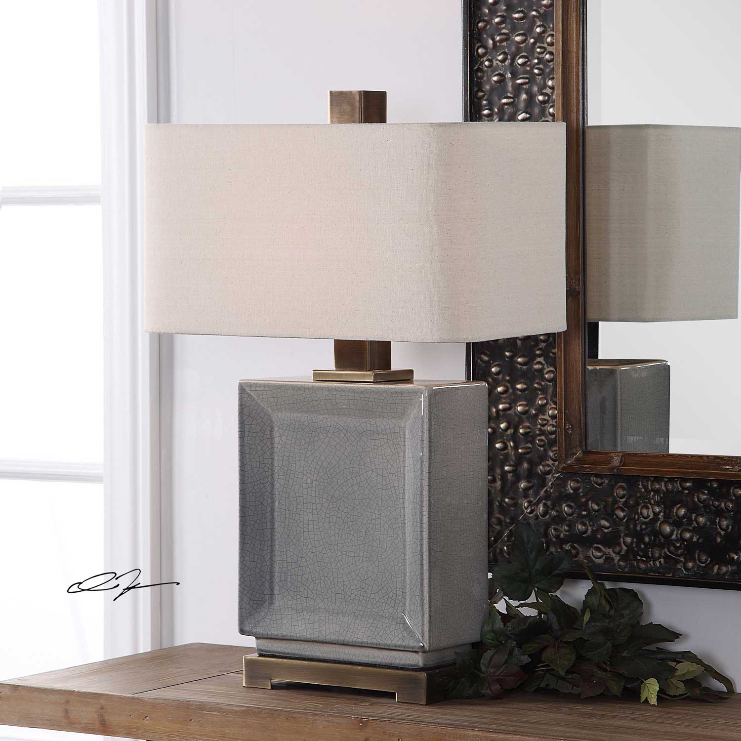 Uttermost Abbot Table Lamp - Crackled Gray
