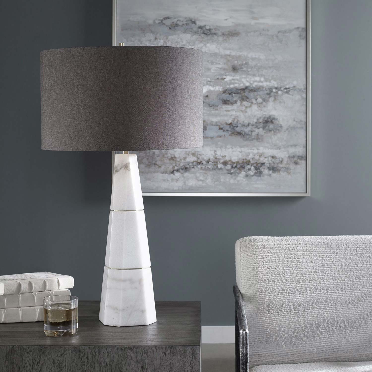 Uttermost Citadel Table Lamp - White Marble