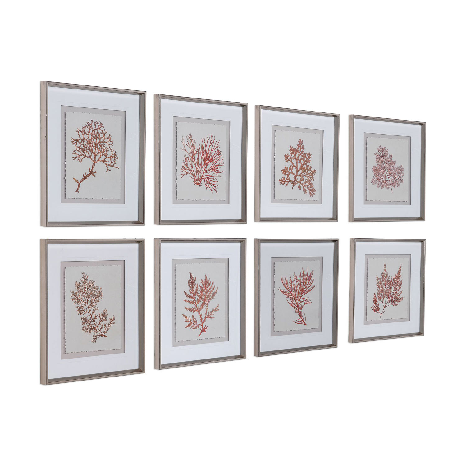Uttermost Sunrise Coral Framed Prints Set/8
