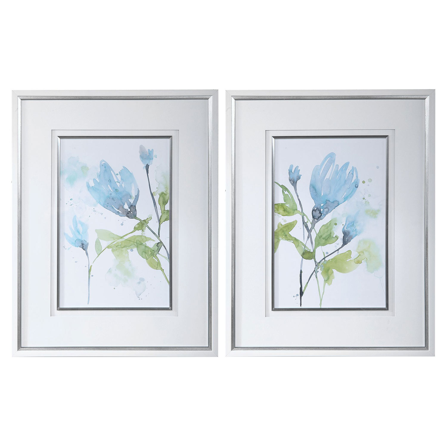 Uttermost Cerulean Splash Floral Prints - Set of 2