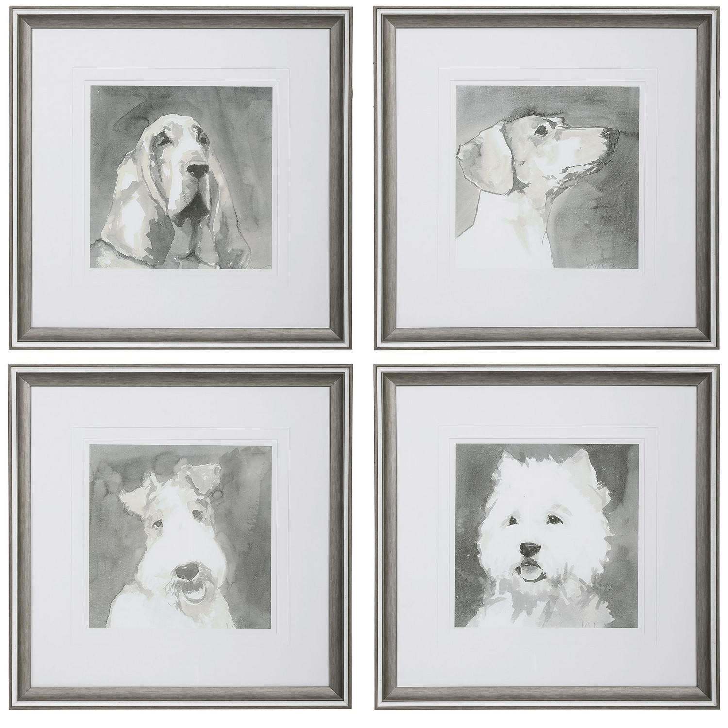 Uttermost Modern Dogs Framed Prints - Set of 4