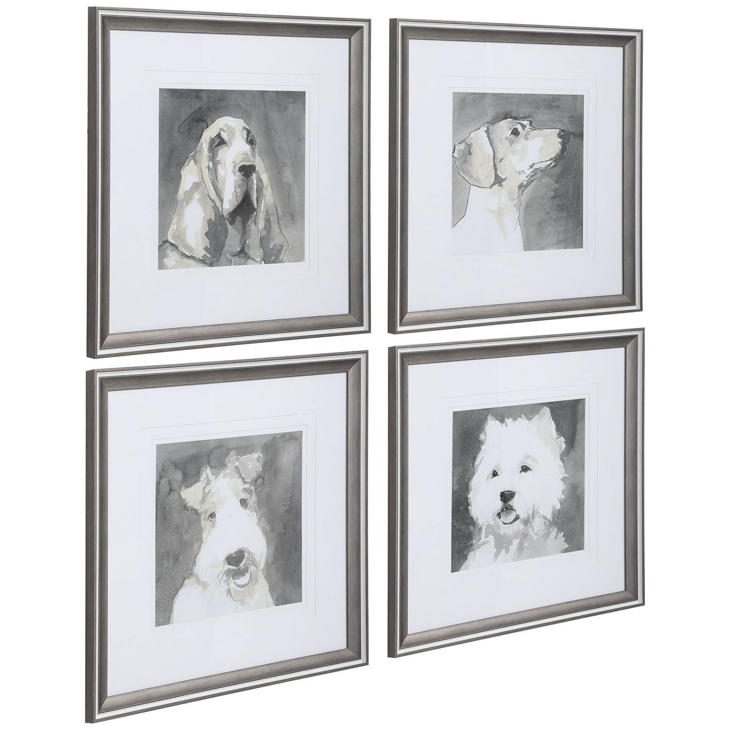 Uttermost Modern Dogs Framed Prints - Set of 4