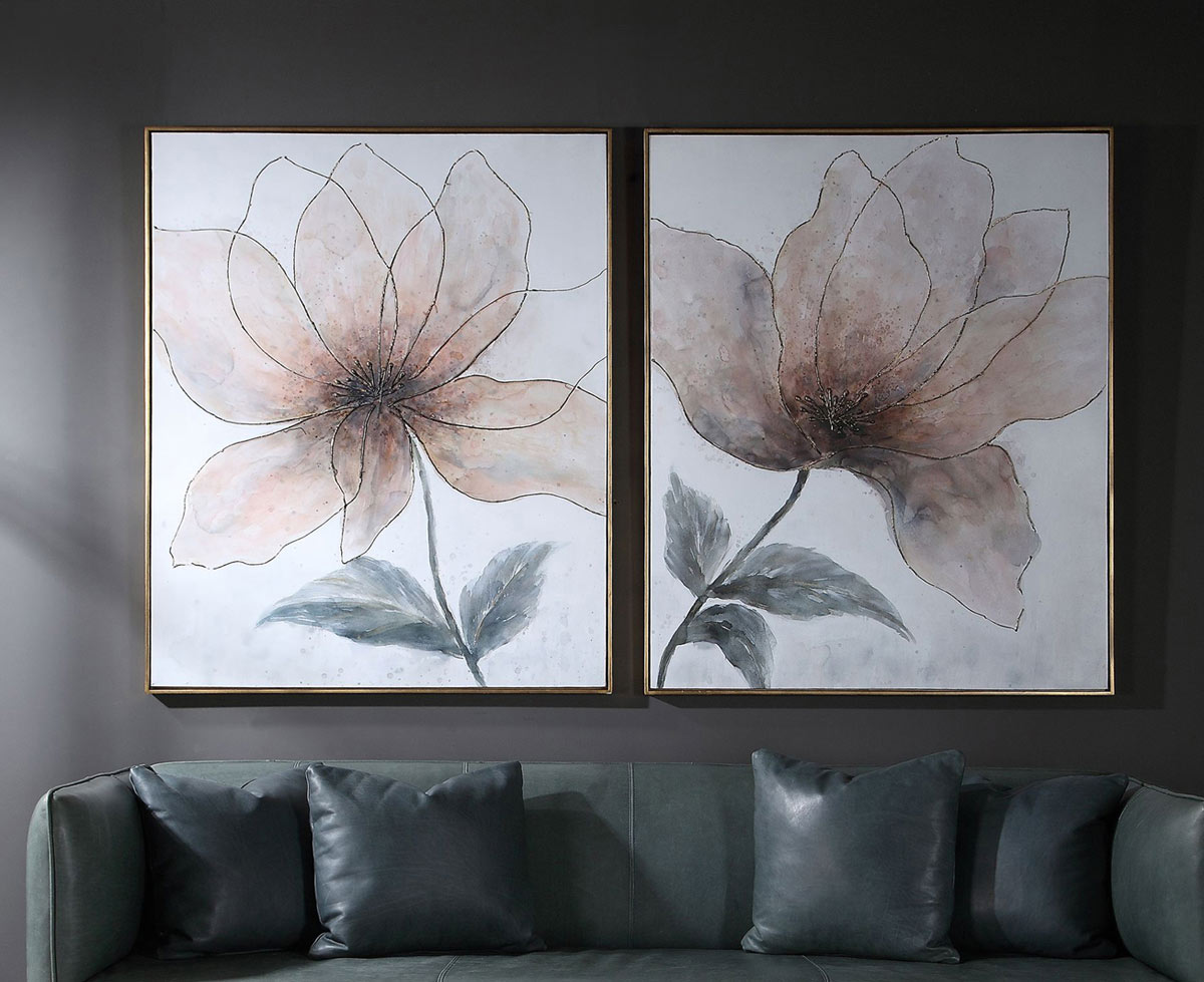 Uttermost Vanishing Blooms Hand Painted Canvases - Set of 2