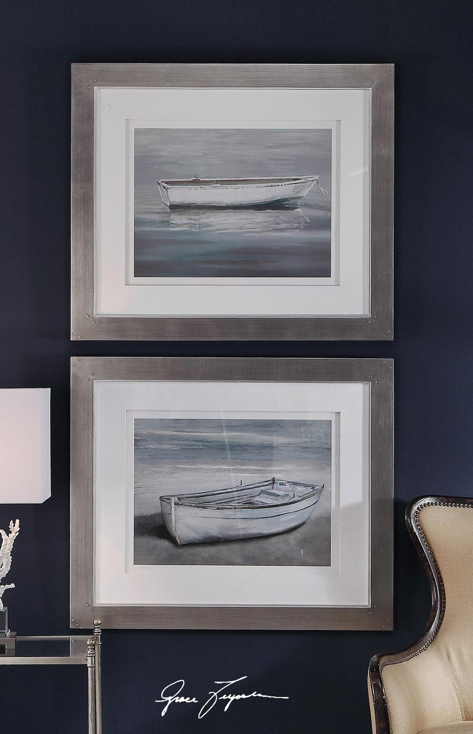 Uttermost Anchored By The Beach Framed Prints - Set of 2
