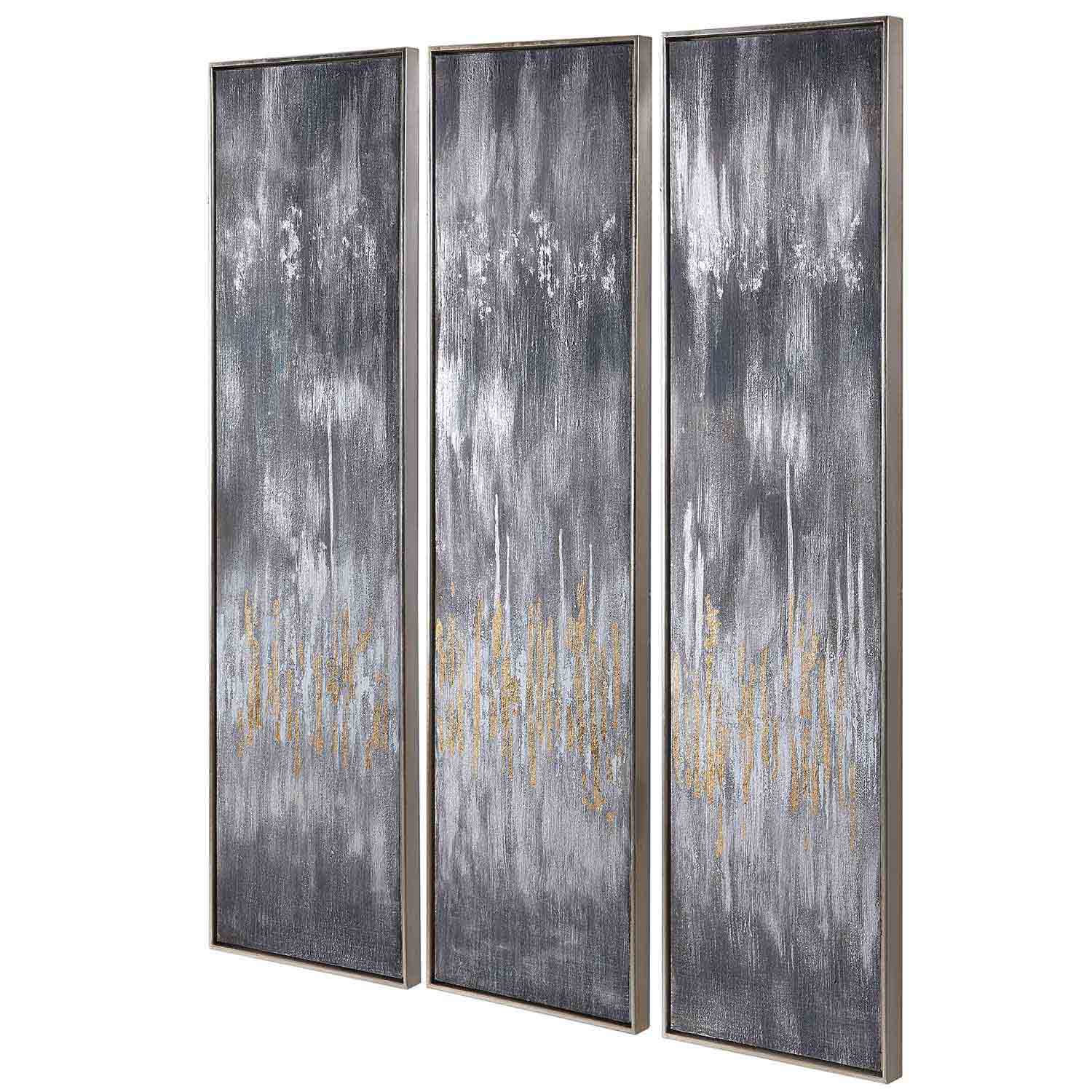 Uttermost Gray Showers Hand Painted Canvases - Set of 3