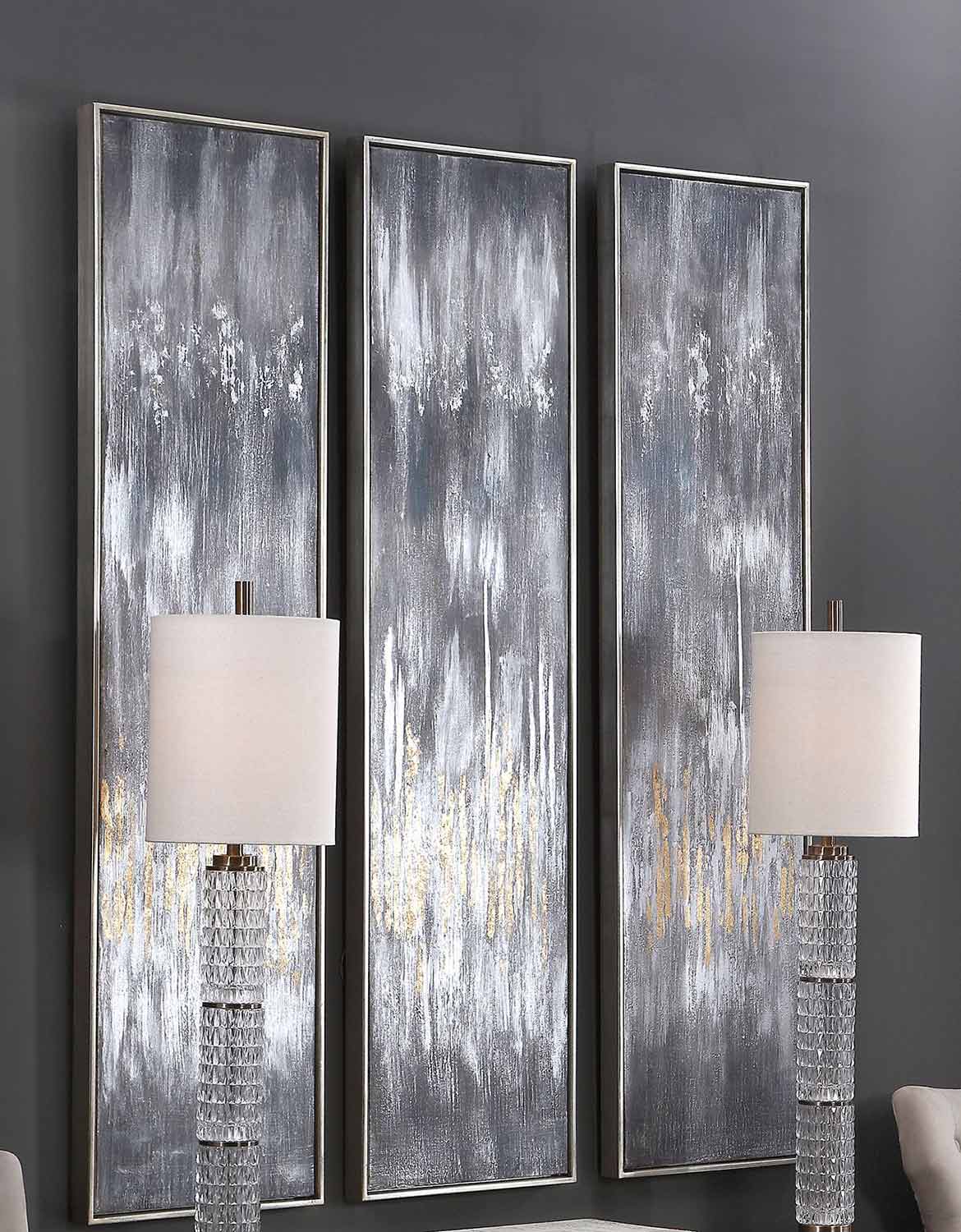 Uttermost Gray Showers Hand Painted Canvases - Set of 3