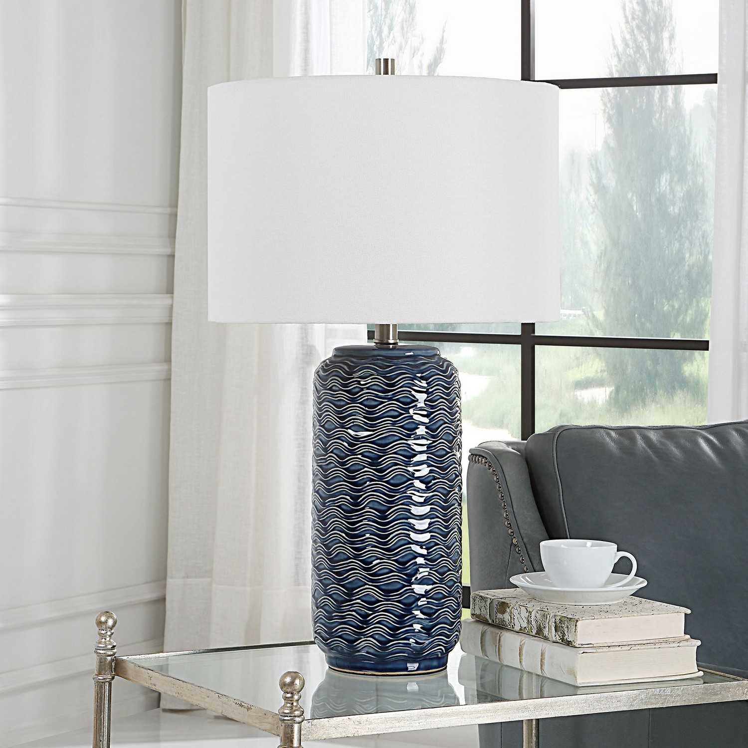 Uttermost W26089-1 Table Lamp - Blue Ceramic