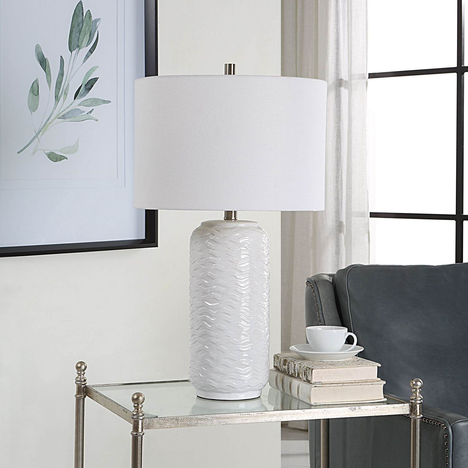 Uttermost W26093-1 Table Lamp - White Ceramic