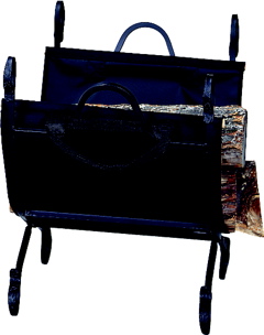 UniFlame Hammered Crock Black Log Holder With Canvas Carrier-Uniflame