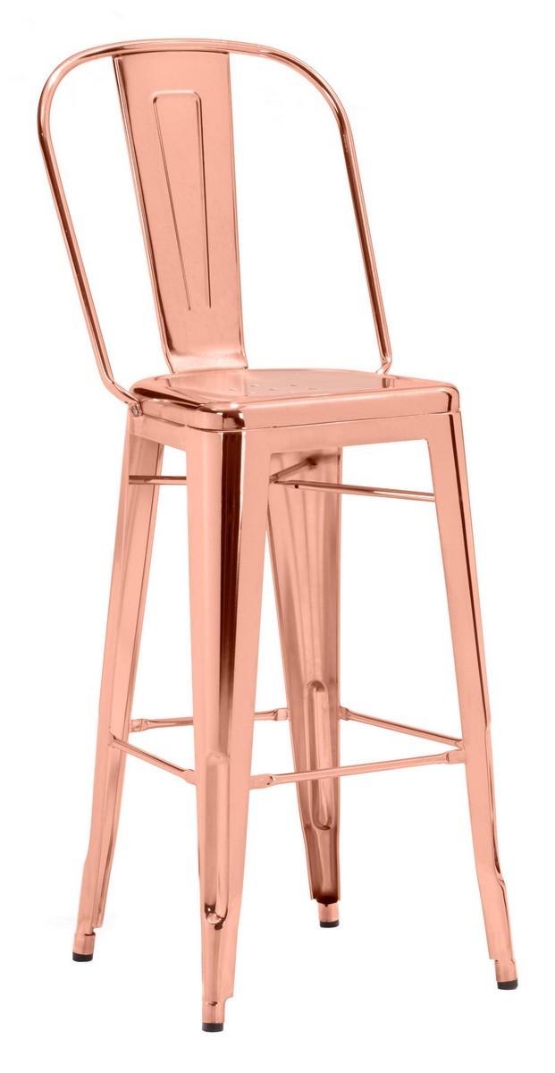 Zuo Modern Elio Bar Chair - Rose Gold
