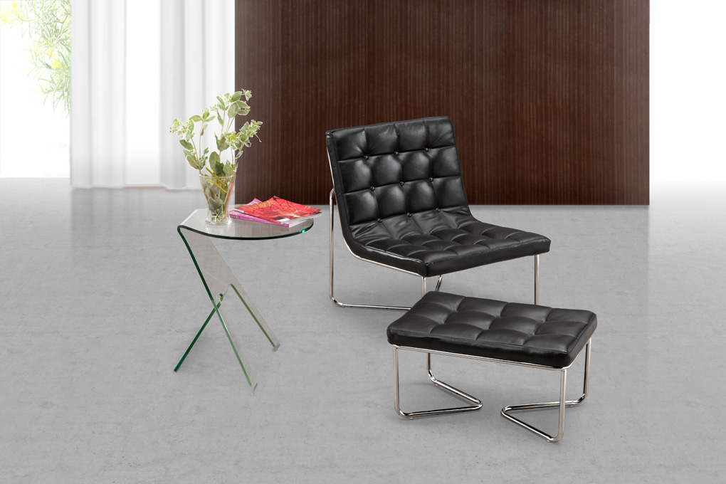 Zuo Modern Waltz Chair and Ottoman - Black