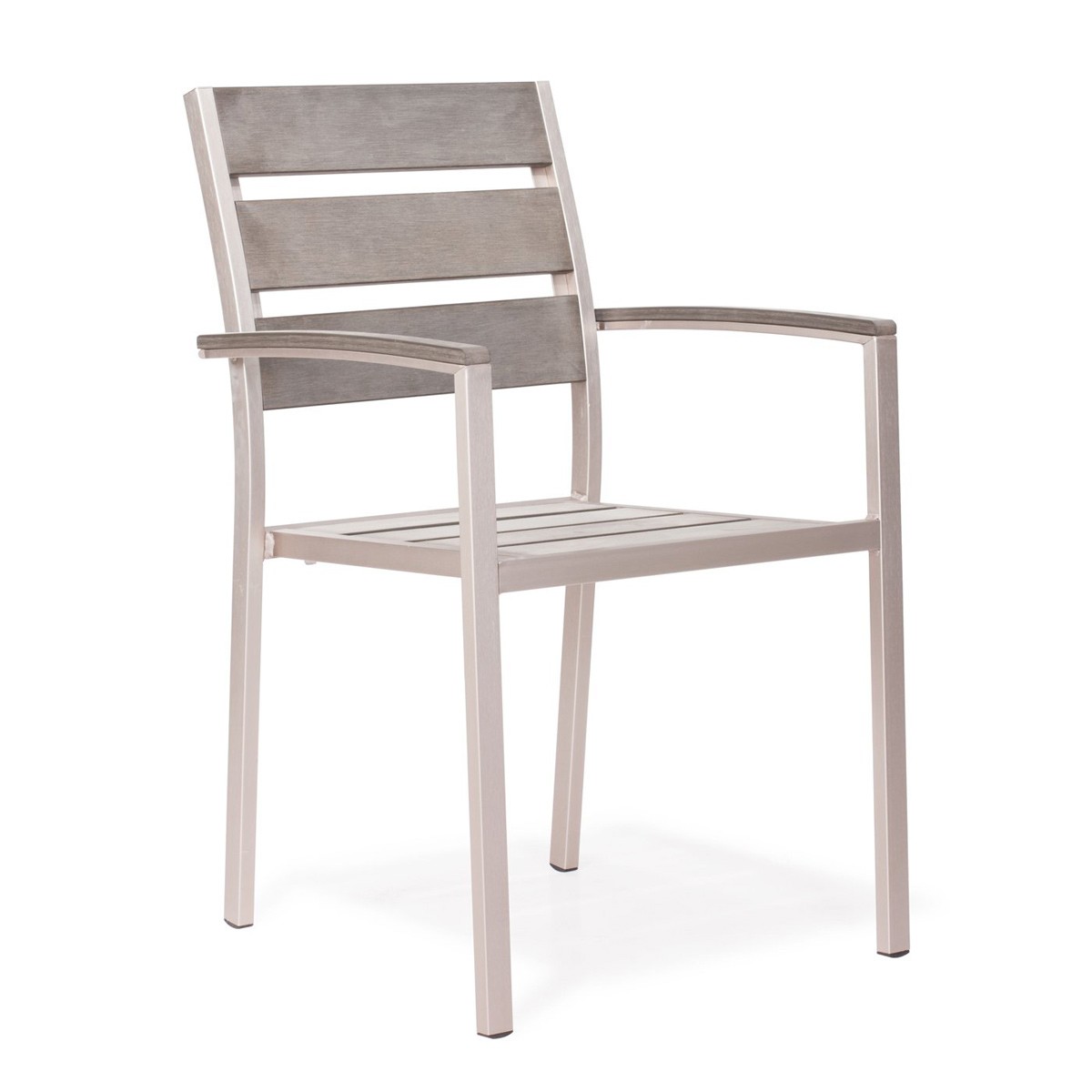 Zuo Modern Metropolitan Dining Slated Arm Chair - Brushed Aluminum