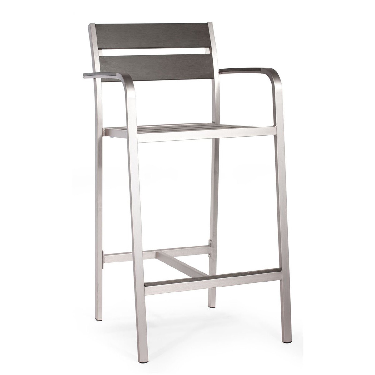 Zuo Modern Megapolis Bar Arm Chair - Brushed Aluminum