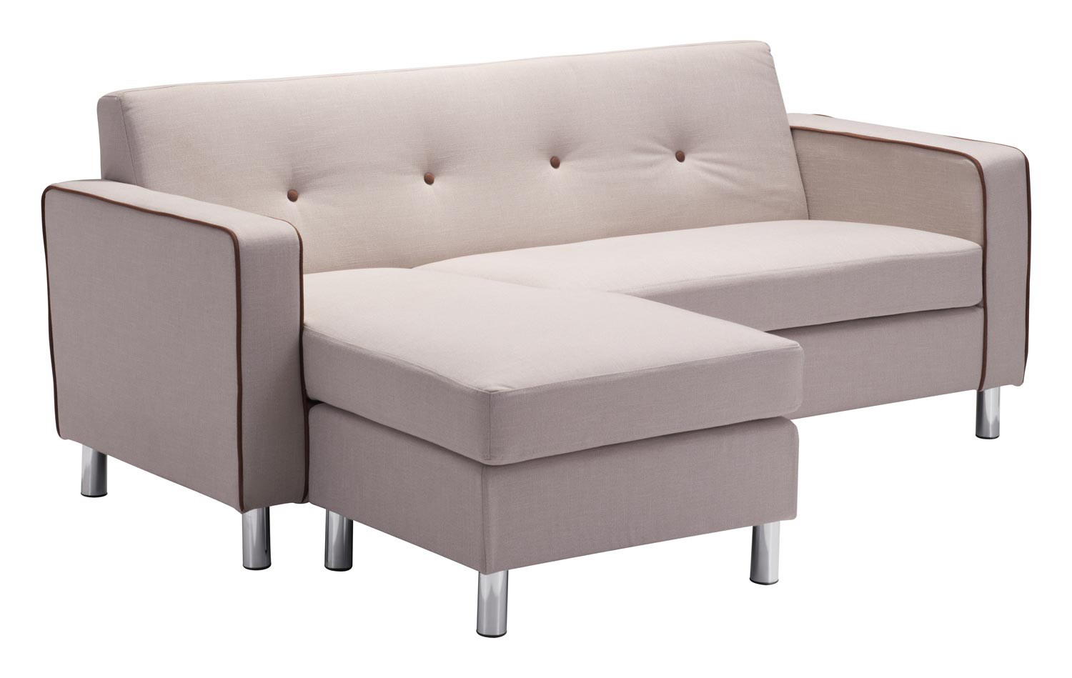 Zuo Modern Ovide Sectional - Beige with Espresso Piping