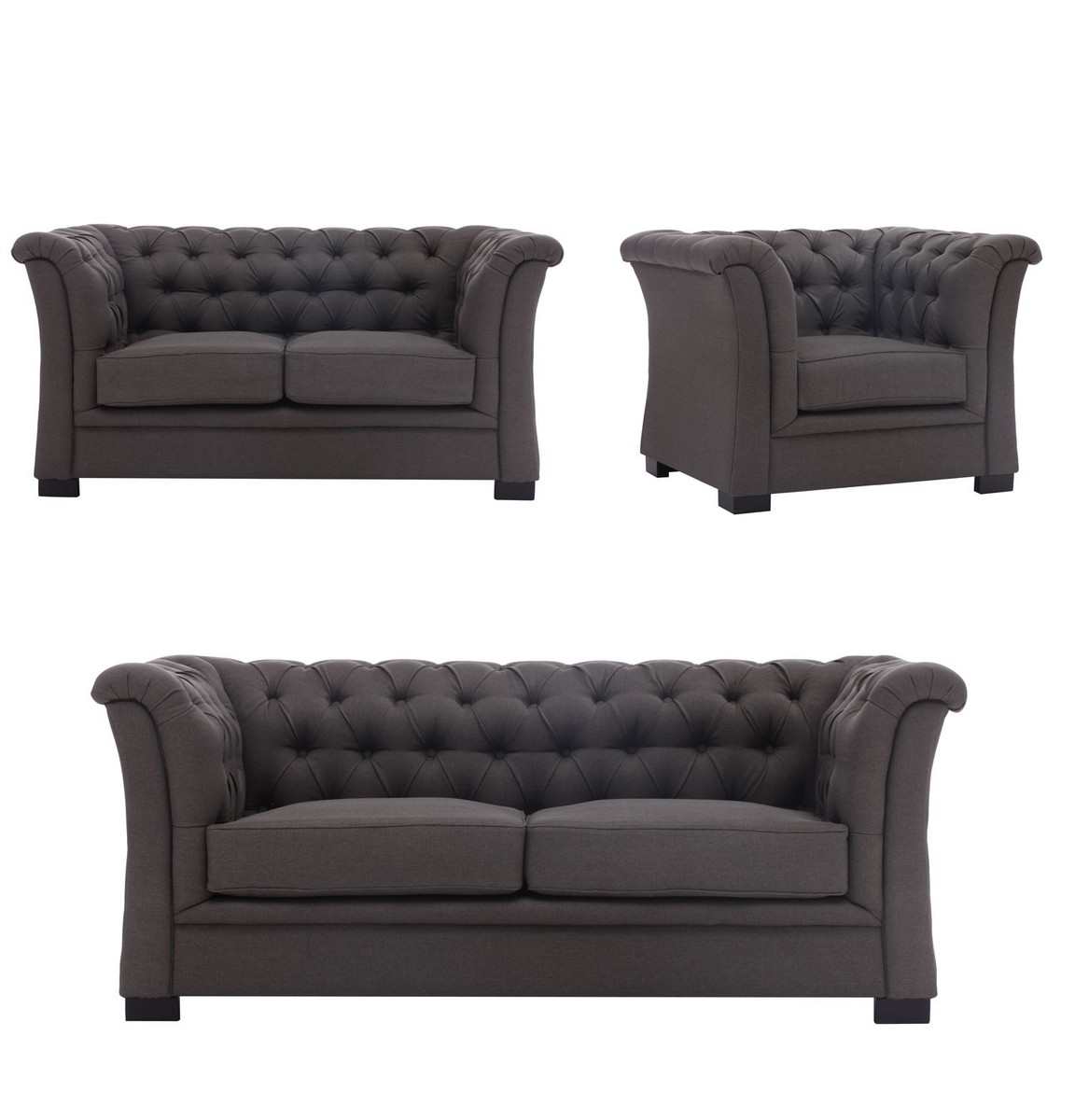 Zuo Modern Nob Hill Sofa Set - Charcoal Gray