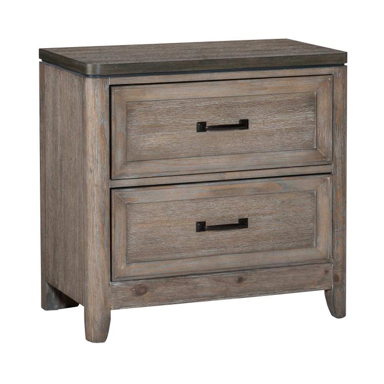 Newell Night Stand - Two-tone finish: Brown and Gray