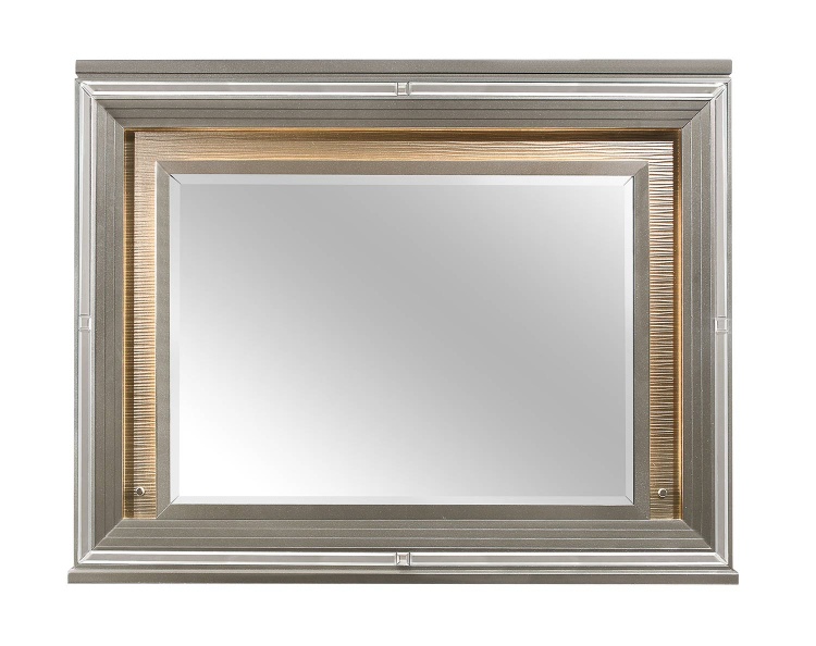Tamsin Mirror with LED Lighting - Silver-Gray Metallic