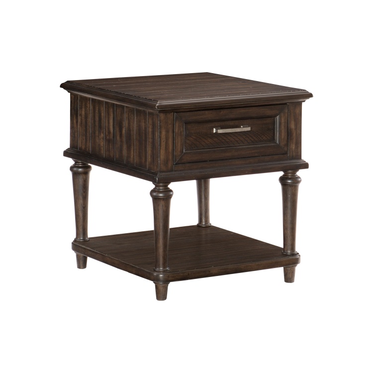 Cardano End Table with Functional Drawer - Driftwood Charcoal