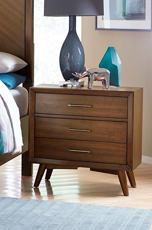 Raku Night Stand - Warm Walnut