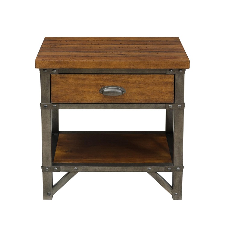 Holverson Night Stand - Rustic Brown Milk Crate Finish